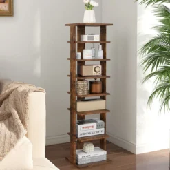 Höheverstellbarer 8 stufiger Schuhständer aus Holz Platzsparendes Schuhregal Braun