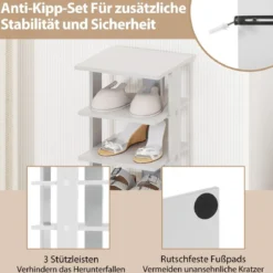 Höheverstellbarer 8 Stufiger Schuhständer aus Holz Platzsparendes Schuhregal Grau