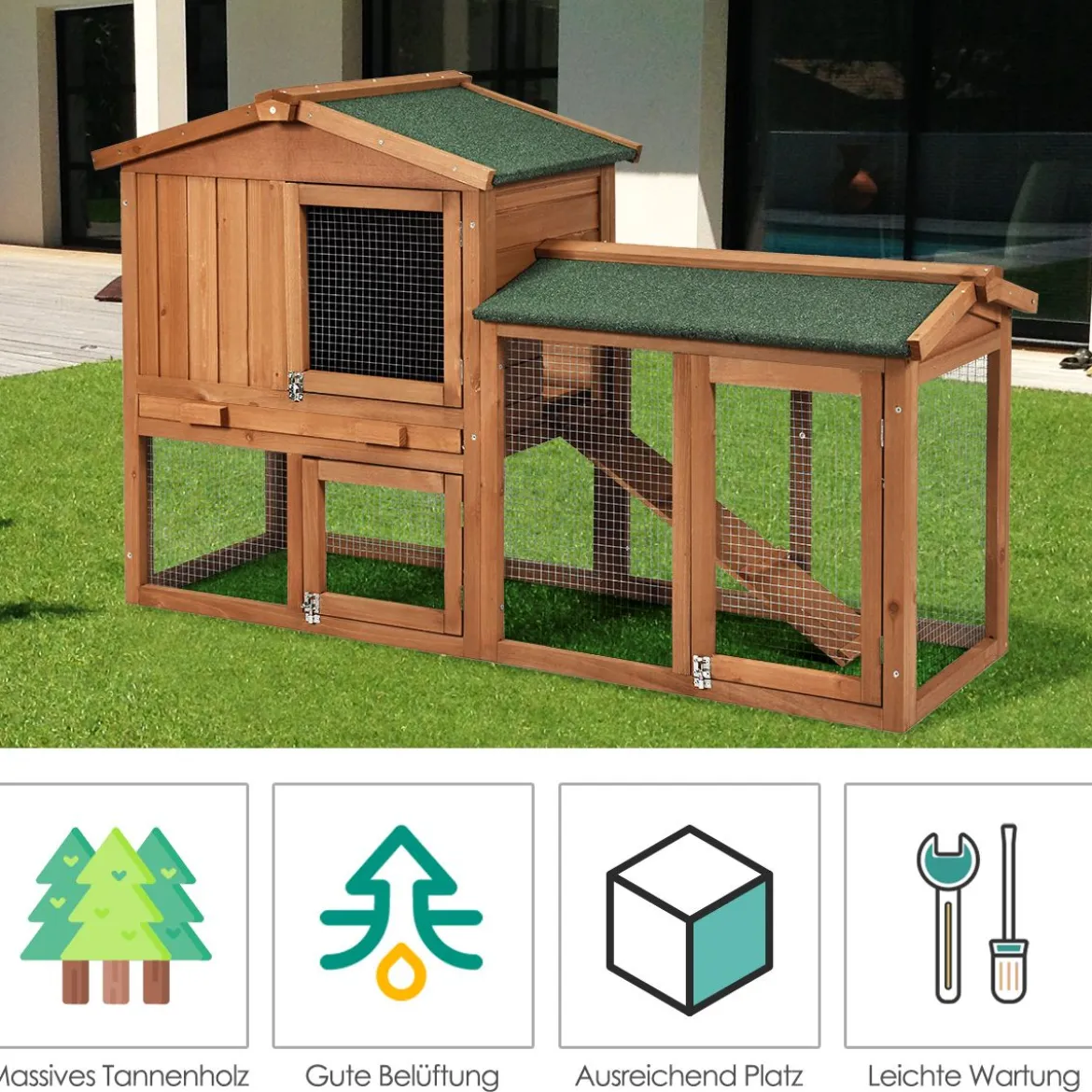 Hühnerstall Holz Hühnerhaus wetterfest Kaninchenkäfig Hühnervoliere Kaffee