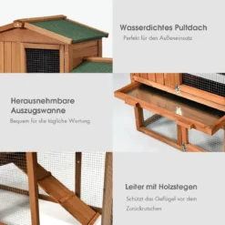 Hühnerstall Holz Hühnerhaus wetterfest Kaninchenkäfig Hühnervoliere Kaffee
