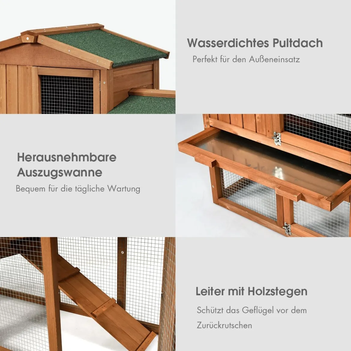 Hühnerstall Holz Hühnerhaus wetterfest Kaninchenkäfig Hühnervoliere Kaffee