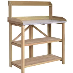 Hölzerne Outdoor-Pflanzbank Tisch aus Tannenholz Garten Arbeitstisch 100 x 49 x 121 cm Natur