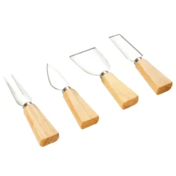 Hölzern Käsebrett & Messer Service-set Käseset Käseplatte Holz und 4tlg Besteck