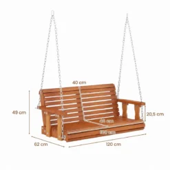 Hängebank Gartenschaukel für 2 Sitzer Schaukelbank aus Tannenholz bis 300 kg 120 x 62 x 49 cm