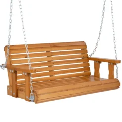 Hängebank Gartenschaukel für 2 Sitzer Schaukelbank aus Tannenholz bis 300 kg 120 x 62 x 49 cm