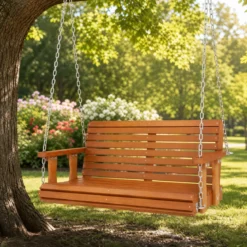 Hängebank Gartenschaukel für 2 Sitzer Schaukelbank aus Tannenholz bis 300 kg 120 x 62 x 49 cm