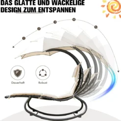 Hängematte Liegestuhl mit Sonnendach 184 cm x 147 cm x 187 cm Beige