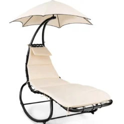 Hängematte Liegestuhl mit Sonnendach 184 cm x 147 cm x 187 cm Beige