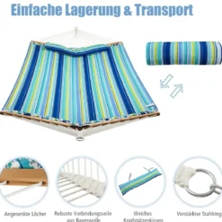 Hängematte mit Kissen Belastbarkeit bis 150 kg Liegefläche ca. 190 x 140 cm Blau
