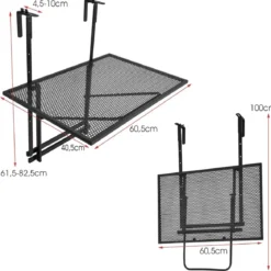 Hängendes Eisenregal mit 5-Stufig Verstellbarer Höhe 60,5 x 48 x 61,5-82,5 cm Schwarz