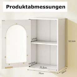 Hängeschrank Bad Badezimmerschrank mit Glastür & verstellbarem Einlegeboden Wandschrank Holz Badschrank 35 x 20 x 52,5 cm Weiß