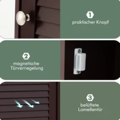Hängeschrank Badezimmerschrank Wandschrank mit Verstellbarem Einlegeboden Braun