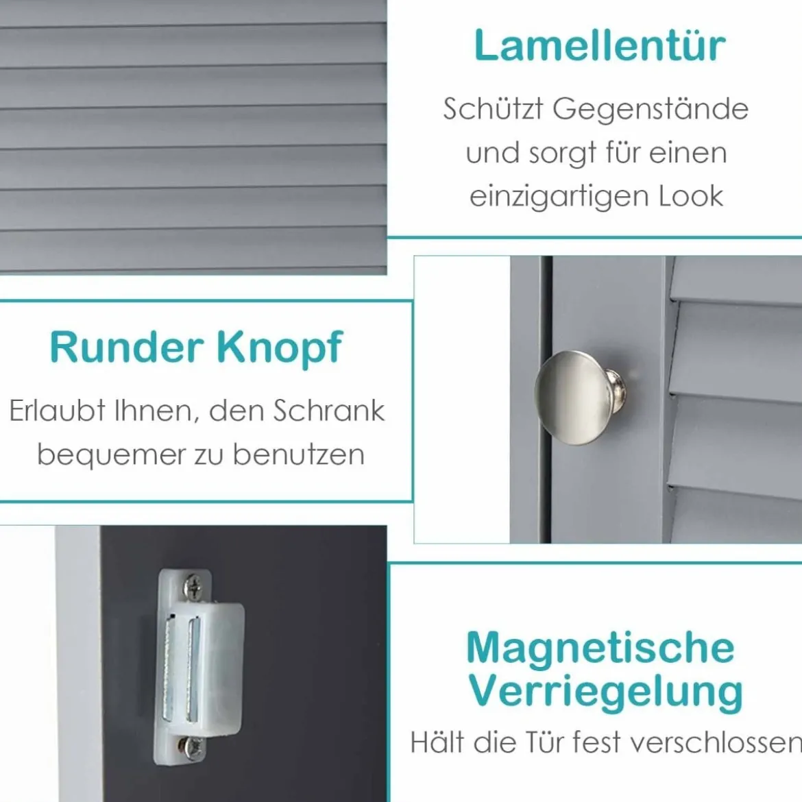 Hängeschrank Badezimmerschrank Wandschrank mit Verstellbarem Einlegeboden Grau