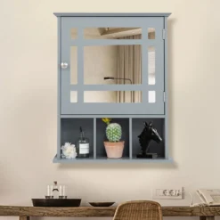 Hängeschrank Badhängeschrank mit verstellbarem Einlegeboden 50 x 16 x 61 cm Grau