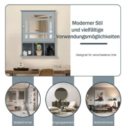 Hängeschrank Badhängeschrank mit verstellbarem Einlegeboden 50 x 16 x 61 cm Grau