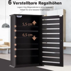 Hängeschrank mit 1 Tür & 2 Verstellbaren Regalen Wandschrank für Bad Kaffee
