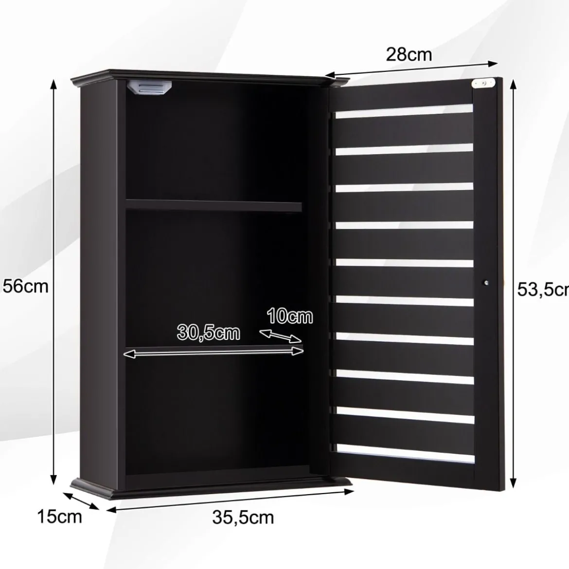 Hängeschrank mit 1 Tür & 2 Verstellbaren Regalen Wandschrank für Bad Kaffee