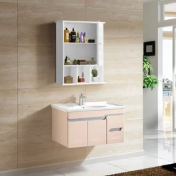 Hängeschrank mit Verstellbarem Einlegeboden & Offenen Fächern Spiegelschrank 50 x 16 x 61 cm Weiß