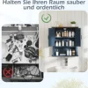 Hängeschrank mit Verstellbaren Ablagen & Türen & Offenem Aufbewahrungsfach Wandschrank Blau