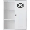 Hängeschrank Verstellbarer Einlegeboden Badezimmer Wandschrank Weiß Holz 48,5x 17,5 x 61 cm