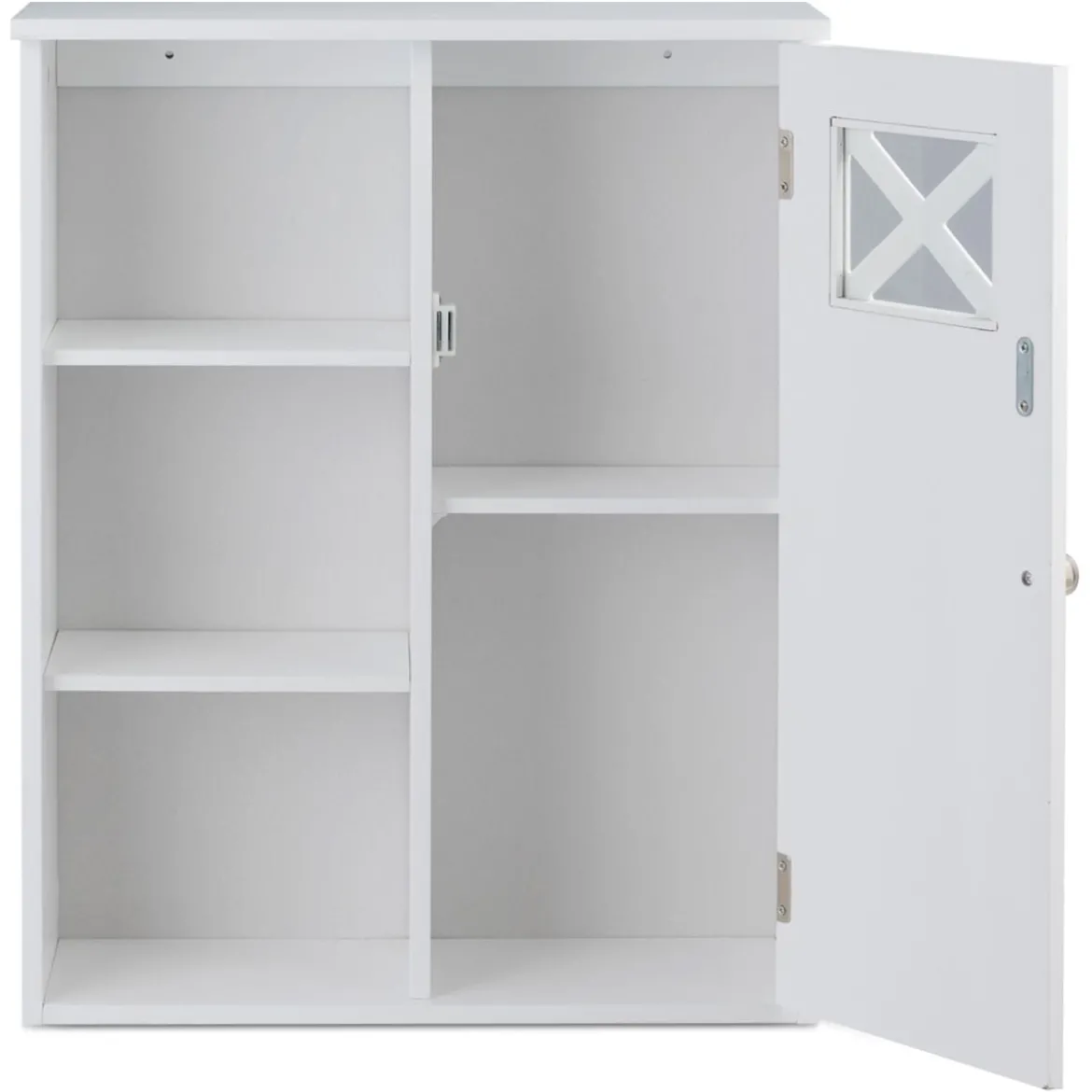 Hängeschrank Verstellbarer Einlegeboden Badezimmer Wandschrank Weiß Holz 48,5x 17,5 x 61 cm