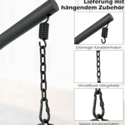 Hängesessel aus PE-Rattan mit Gestell & Weichem Kissen Hängekorb Sessel Hängeschaukel Grau