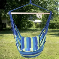 Hängesessel Ø50cm Hängeschaukel Hängestuhl mit 2 Kissen bis 120 kg Blau und Grün