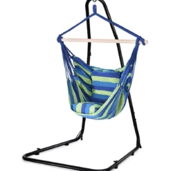 Hängesessel Ø50cm Hängeschaukel Hängestuhl mit 2 Kissen bis 120 kg Blau und Grün