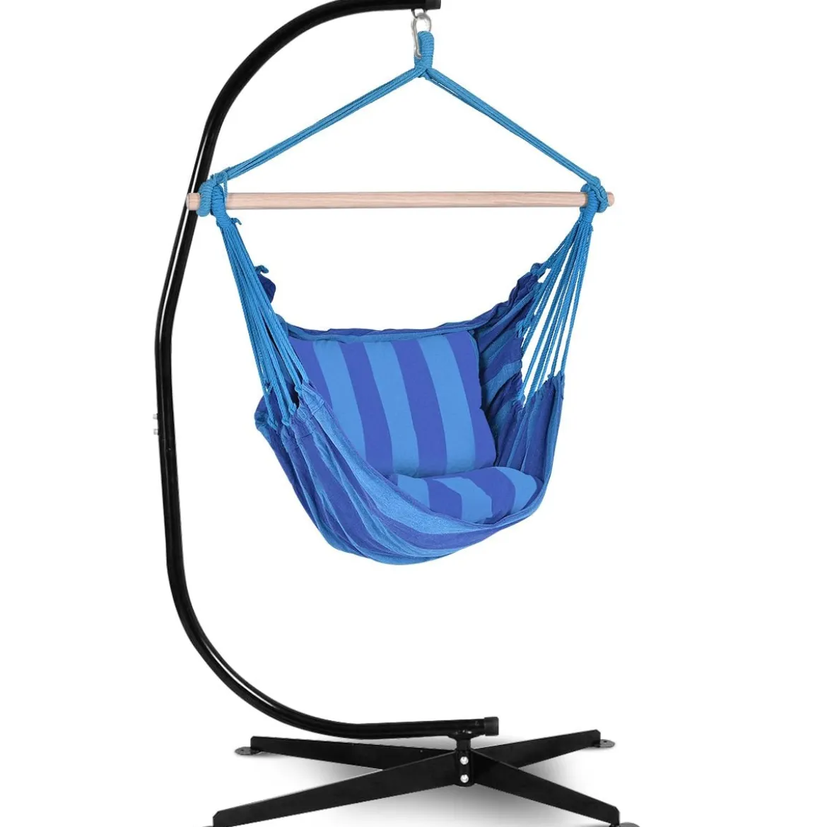 Hängesessel Ø50cm Hängeschaukel Hängestuhl mit 2 Kissen bis 120 kg Blau