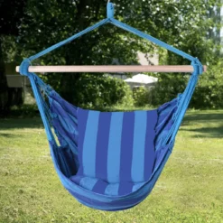 Hängesessel Ø50cm Hängeschaukel Hängestuhl mit 2 Kissen bis 120 kg Blau