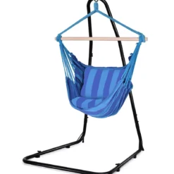 Hängesessel Ø50cm Hängeschaukel Hängestuhl mit 2 Kissen bis 120 kg Blau