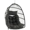 Hängesessel Faltbarer Hängekorb Sessel aus PE-Rattan mit weichem Kissen Grau