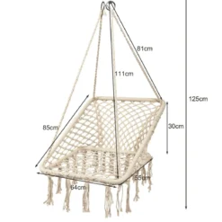 Hängesessel Makramee Hängestuhl Hängesitz Hängeschaukel Swing Sessel 120 kg Tragkraft