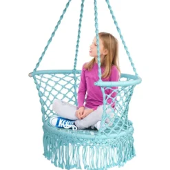 Hängesessel Makramee Hängestuhl Hängesitz Hängeschaukel Swing Sessel 160 kg Tragkraft Grün