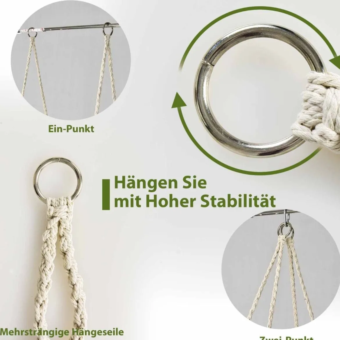 Hängesessel mit LED-Leuchten bis 150 kg belastbar Sitzfläche ca. Ø 60 cm Hängestuhl Milchweiß