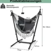 Hängesessel mit Ständer höhenverstellbarer Hängesitz mit Kissen 152 x 107 x 96–146 cm Tragbarkeit bis zu 250 kg Grau