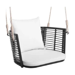 Hängesessel Rattan bis 180kg belastbar Hängesitz mit Kissens & Metallrahmen