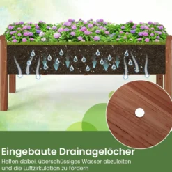 Hochbeet aus Holz Pflanzbeet für Kinder 120 x 43,5 x 51cm Pflanztrog belastbar bis 100 kg