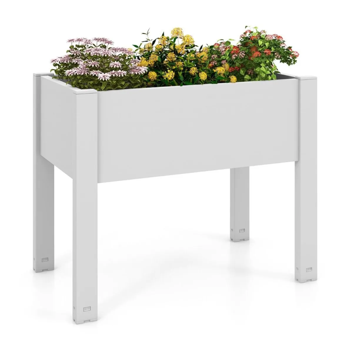 Hochbeet aus Kunststoff Gartenbeet selbstbewässernd 53L 76 x 45 x 61 cm Weiß
