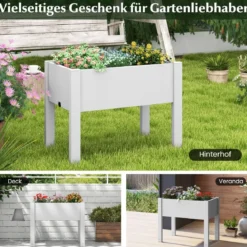 Hochbeet aus Kunststoff Gartenbeet selbstbewässernd 53L 76 x 45 x 61 cm Weiß
