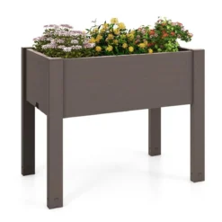 Hochbeet aus Kunststoff Gartenbeet selbstbewässernd 53L 76 x 45 x 61 cm Kaffee