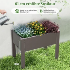 Hochbeet aus Kunststoff Gartenbeet selbstbewässernd 53L 76 x 45 x 61 cm Kaffee