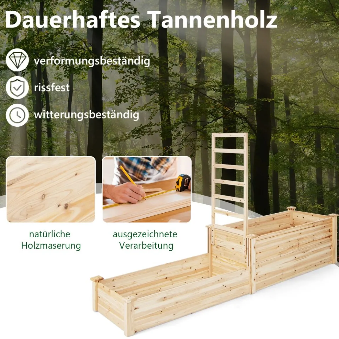 Hochbeet aus Tannenholz mit Rankgitter Blumenkasten mit Spalier Gartenspalier mit Rankkasten