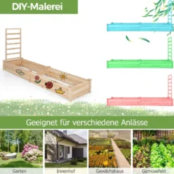 Hochbeet aus Tannenholz mit Rankgitter Pflanzkasten Gartenspalier 235 x 63 x 102 cm Natur
