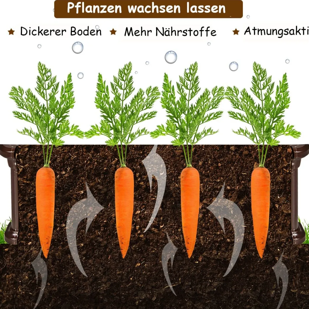 Hochbeet Erhöhtes Gartenbeet Rechteckige Pflanzenbox für Pflanzen und Gemüse Outdoor Pflanzenkübel 122 x 60 x 30 cm Braun