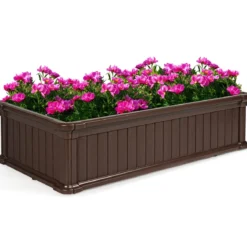 Hochbeet Erhöhtes Gartenbeet Rechteckige Pflanzenbox für Pflanzen und Gemüse Outdoor Pflanzenkübel 122 x 60 x 30 cm Braun