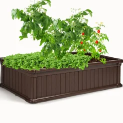 Hochbeet Erhöhtes Gartenbeet Rechteckige Pflanzenbox für Pflanzen und Gemüse Outdoor Pflanzenkübel 122 x 60 x 30 cm Braun