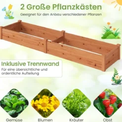Hochbeet Gartenbeet Holz 240 x 60 x 25 cm Pflanzkasten für Gemüse Blumen Orange