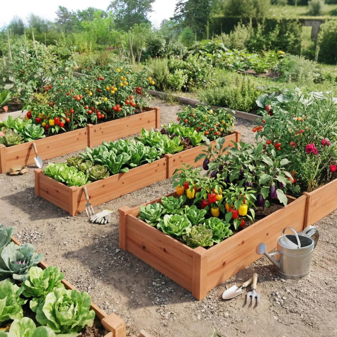 Hochbeet Gartenbeet Holz 240 x 60 x 25 cm Pflanzkasten für Gemüse Blumen Orange