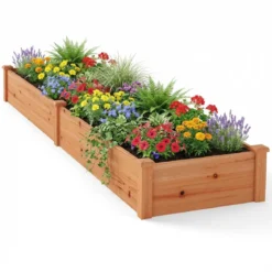 Hochbeet Gartenbeet Holz 240 x 60 x 25 cm Pflanzkasten für Gemüse Blumen Orange